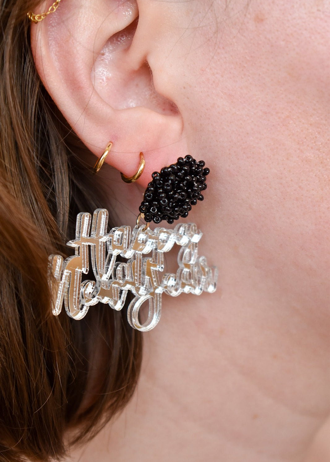 Happy New Year Resin Drop Earrings - The Pink Pineapple 850