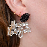 Happy New Year Resin Drop Earrings - The Pink Pineapple 850