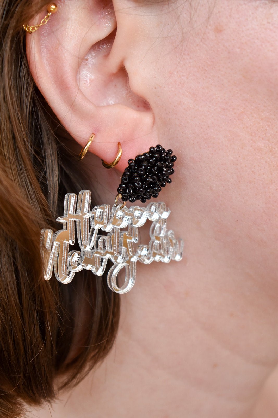 Happy New Year Resin Drop Earrings - The Pink Pineapple 850