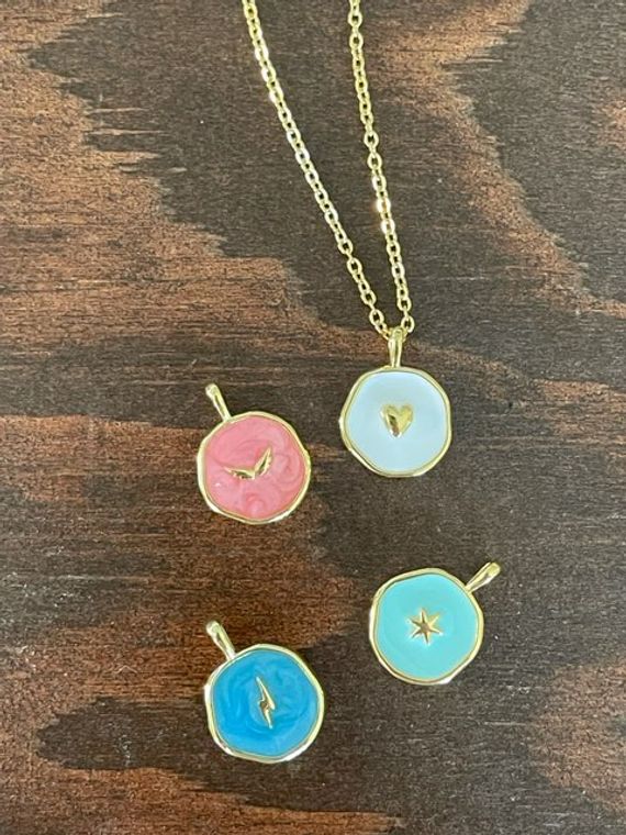 colorful coin pendant necklace