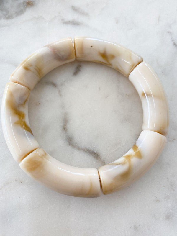 Marbled Tan Solid Acrylic Bangle Bracelet - The Pink Pineapple 850