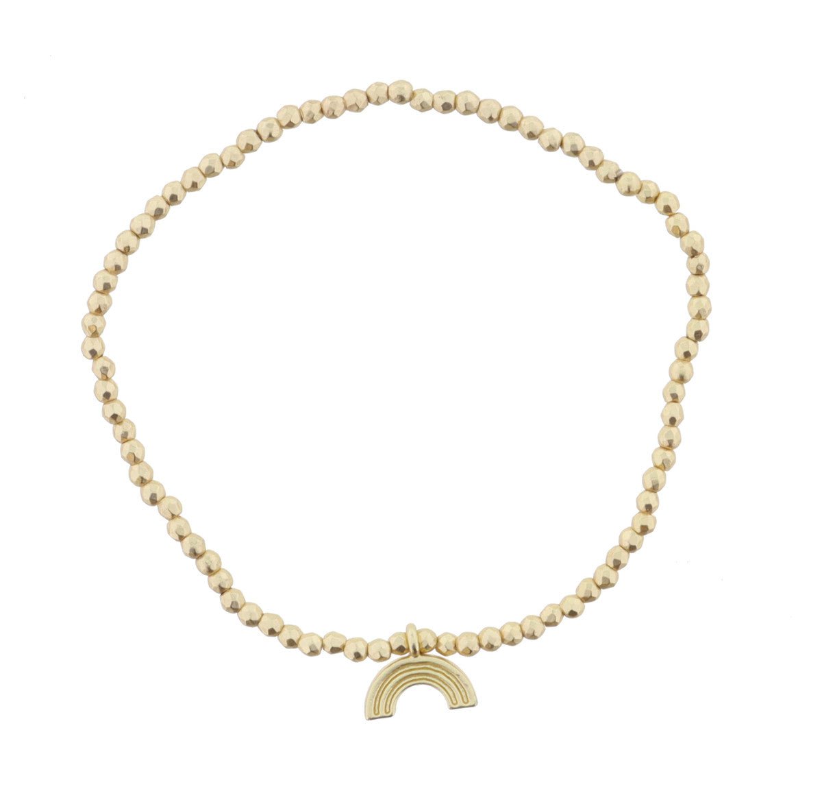 Matte Gold Faceted Beaded and Gold Rainbow Arch Bracelet - The Pink Pineapple 850