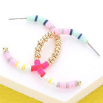 Metal Ball Heishi Beaded Hoop Earrings - The Pink Pineapple 850