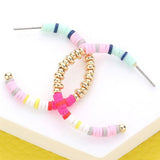 Metal Ball Heishi Beaded Hoop Earrings - The Pink Pineapple 850