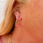 Metal Ball Heishi Beaded Hoop Earrings - The Pink Pineapple 850