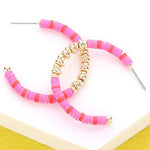 Metal Ball Heishi Beaded Hoop Earrings - The Pink Pineapple 850