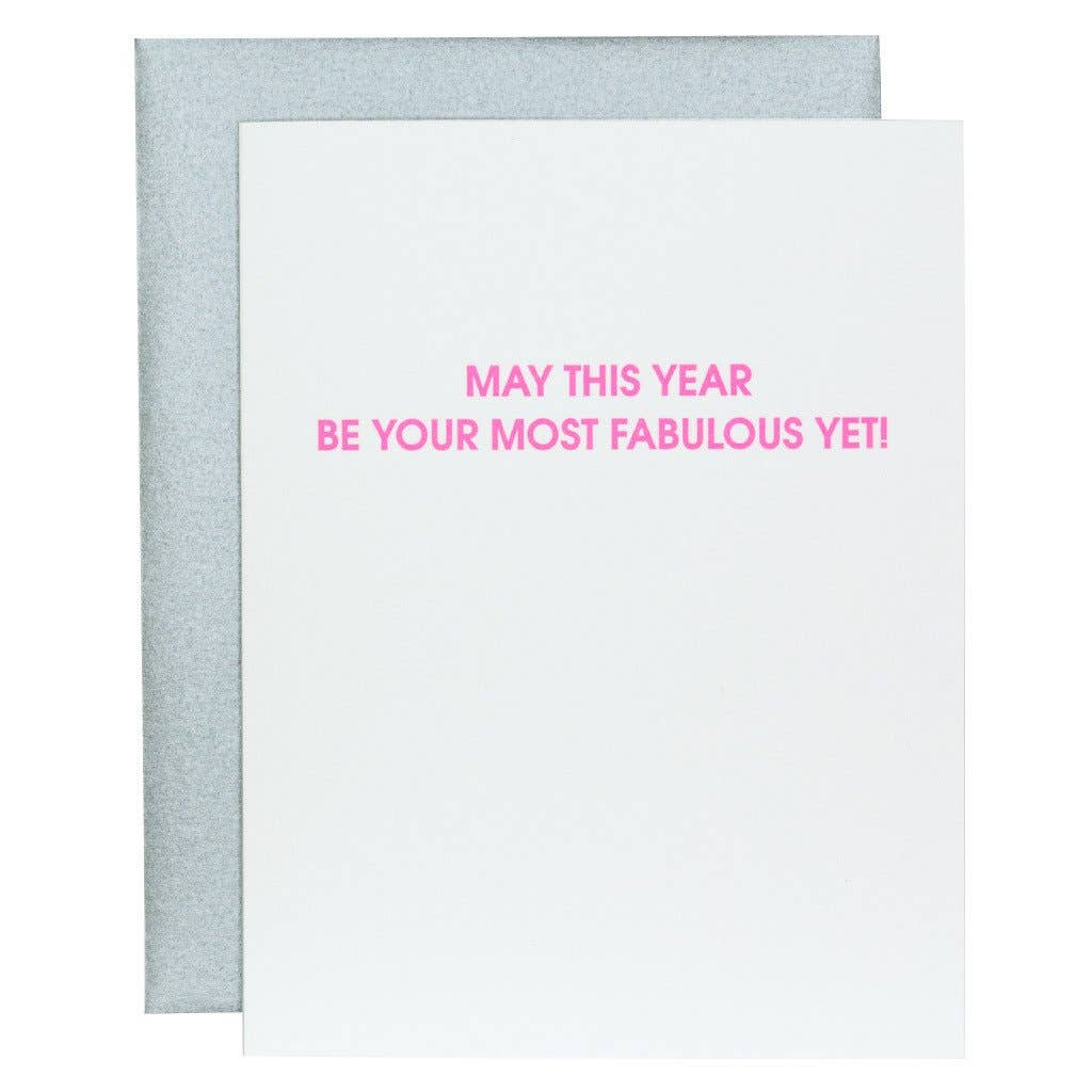 Most Fabulous Year Yet Letterpress Card - The Pink Pineapple 850