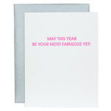 Most Fabulous Year Yet Letterpress Card - The Pink Pineapple 850