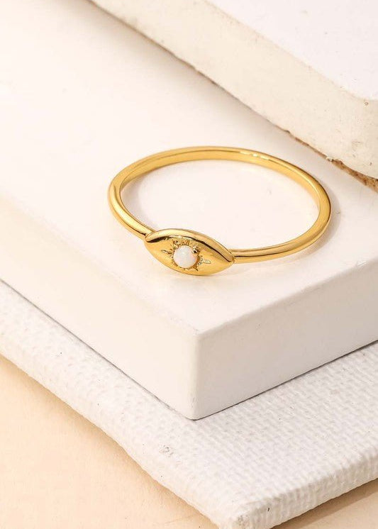 Pearl Evil Eye Ring - The Pink Pineapple 850