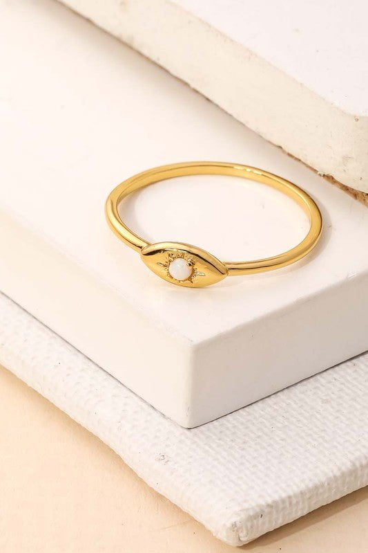 Pearl Evil Eye Ring - The Pink Pineapple 850