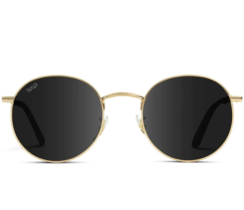 Nevada Round Polarized Sunglasses-Gold Frame/Black Lens