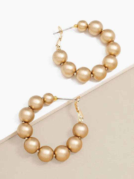 Resin Beaded Hoop Earring | Gold